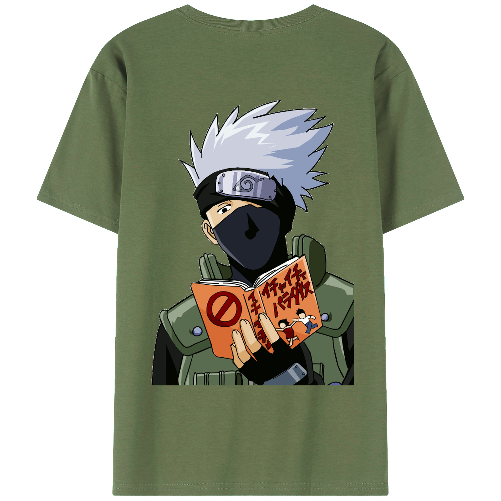 （画像用） NARUTO -ナルト- はたけ カカシ Hatake Kakashi 綿100％ メンズ半袖Tシャツ（バックプリント） 通気性